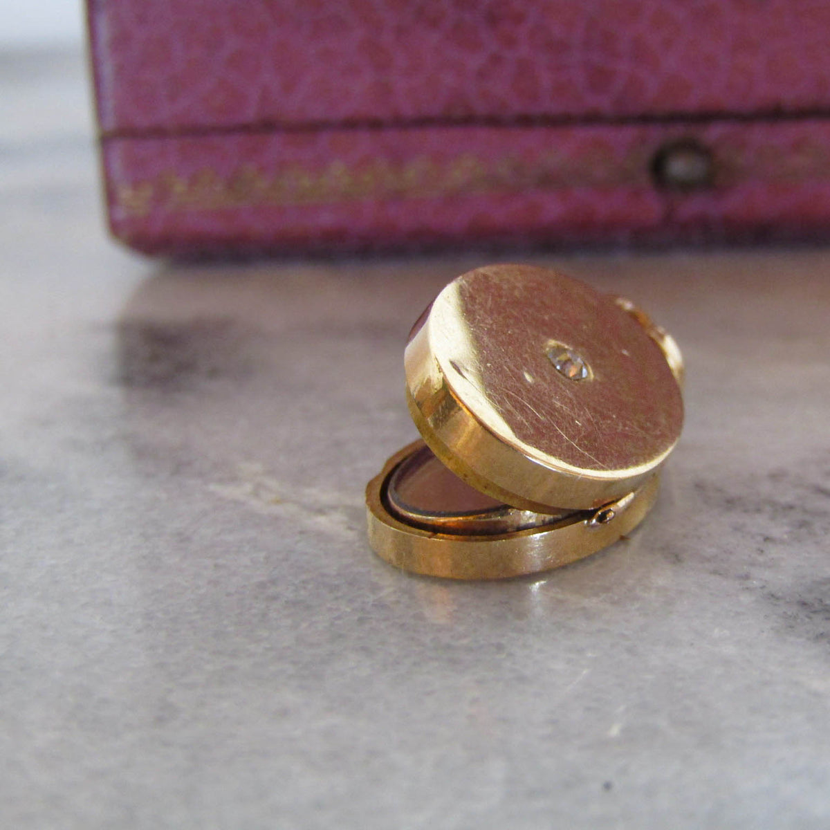 Antique Diamond and Solid 18K Yellow Gold Locket of French Origin, XIX Century