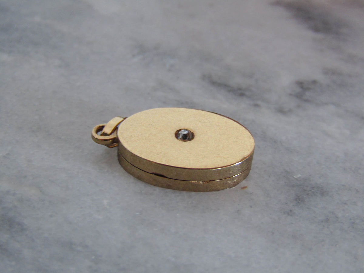 Antique Diamond and Solid 18K Yellow Gold Locket of French Origin, XIX Century