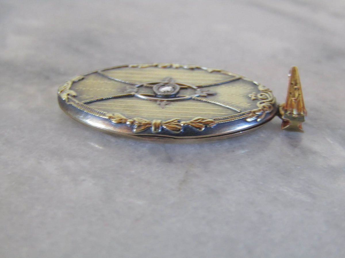 Antique 18K Solid Gold Edwardian Locket with Diamond c. 1900