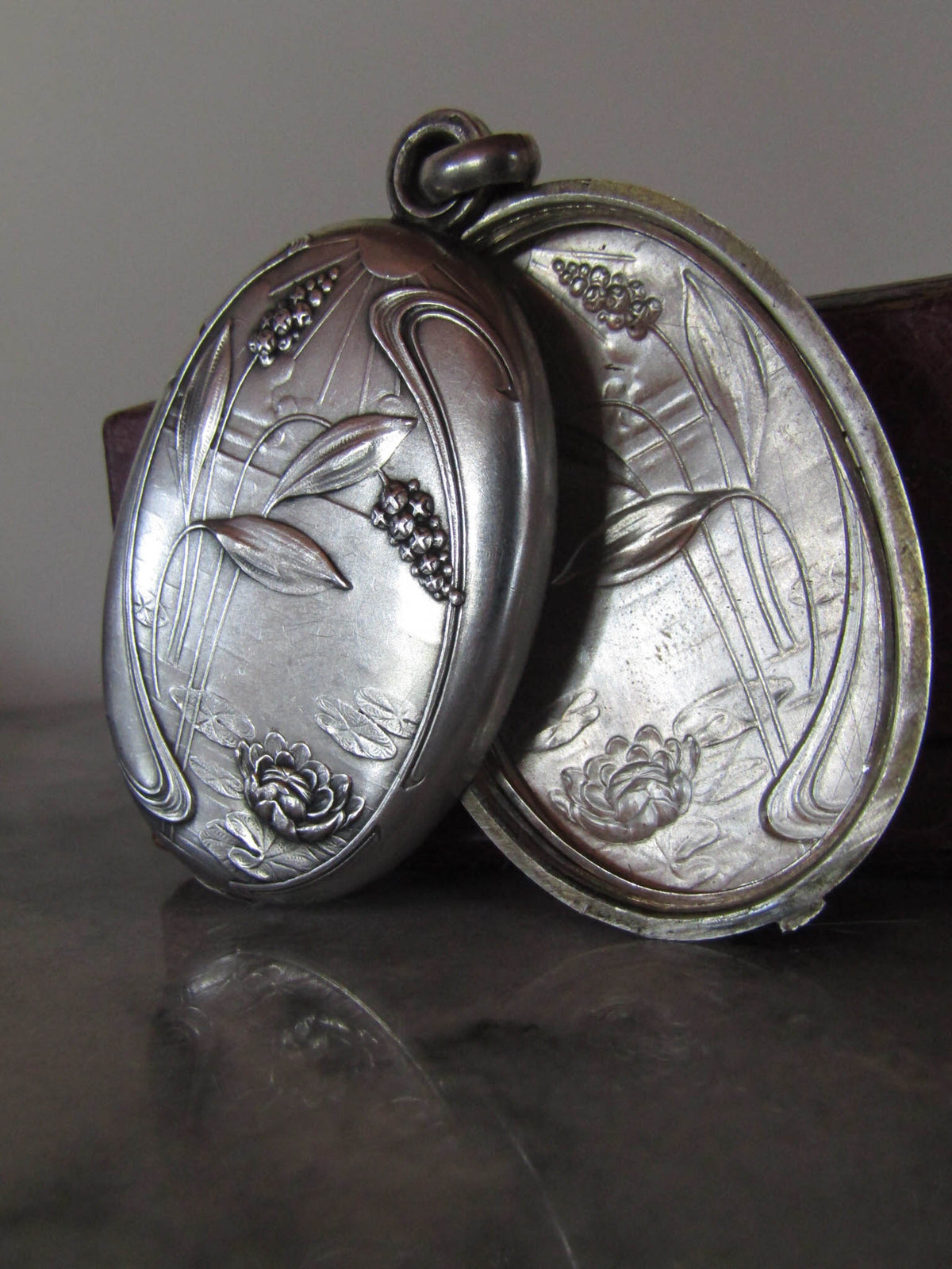 Silver Aesthetic Slide Mirror Locket of French Origin c. 1890