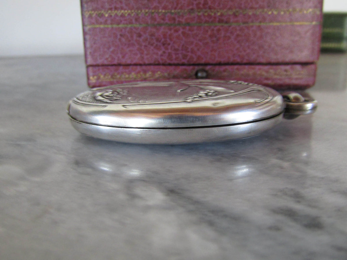 Silver Aesthetic Slide Mirror Locket of French Origin c. 1890