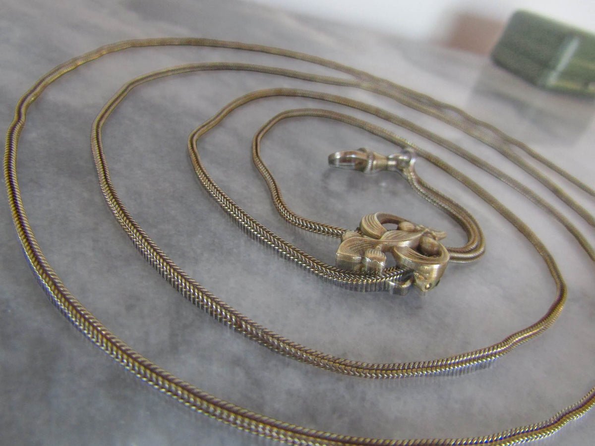 Silver Art Nouveau Holly Long Guard Chain Necklace