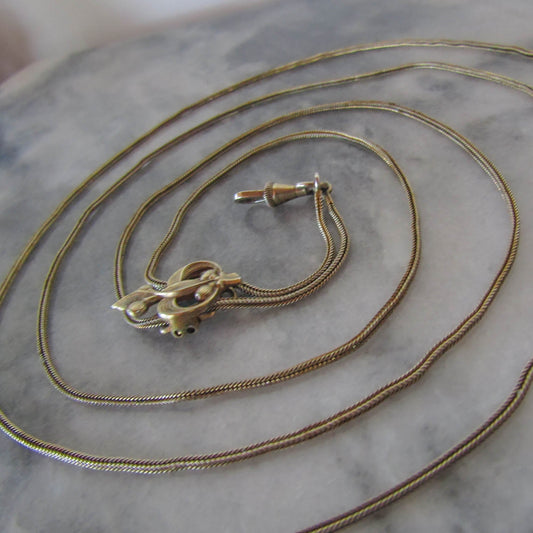 Silver Art Nouveau Holly Long Guard Chain Necklace