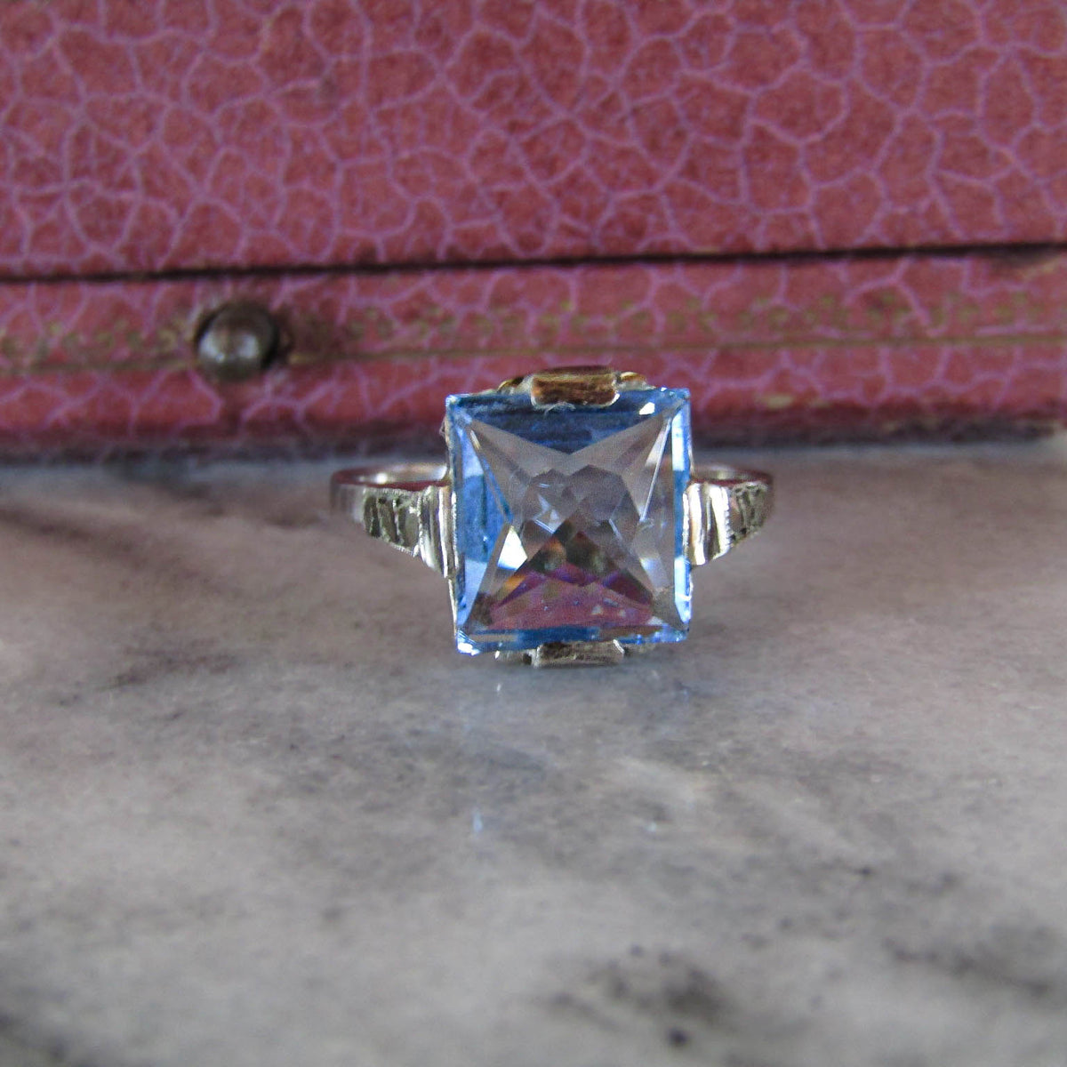 Antique Silver Art Deco Paste Ring of French Origin c. 1930