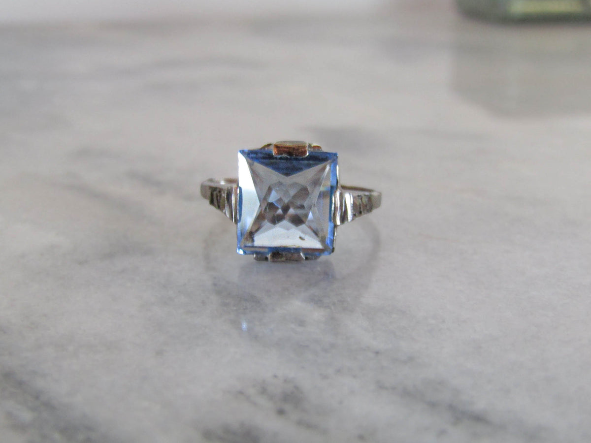 Antique Silver Art Deco Paste Ring of French Origin c. 1930