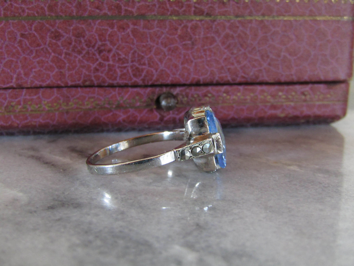 Antique Silver Art Deco Paste Ring of French Origin c. 1930