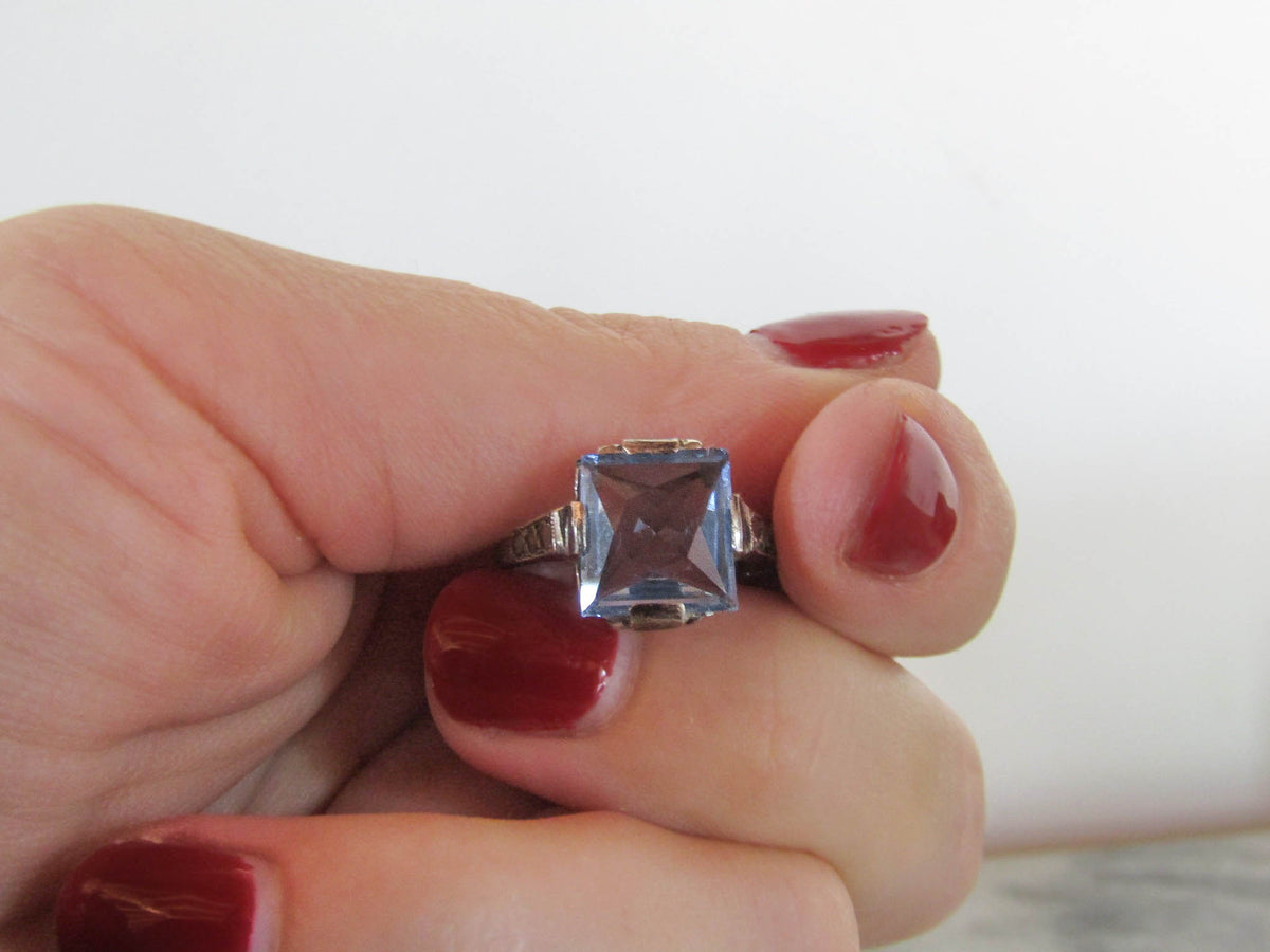 Antique Silver Art Deco Paste Ring of French Origin c. 1930