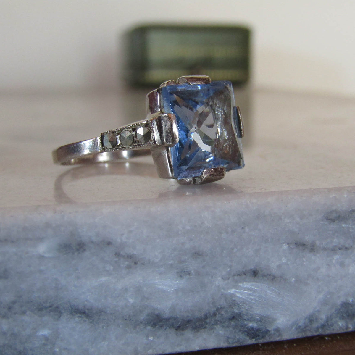 Antique Silver Art Deco Paste Ring of French Origin c. 1930