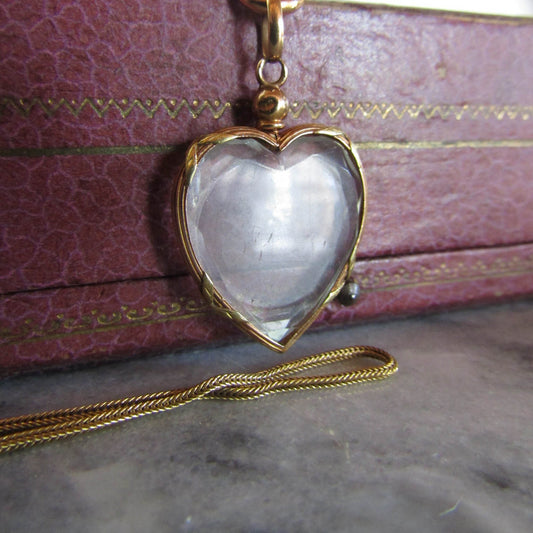 RARE Heart 18K Gold French Photo Locket, French Edwardian Shaker Locket c. 1900