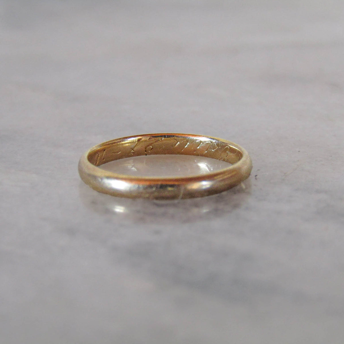 Vintage Inscribed 18K Solid Gold French Wedding Band dated 1937