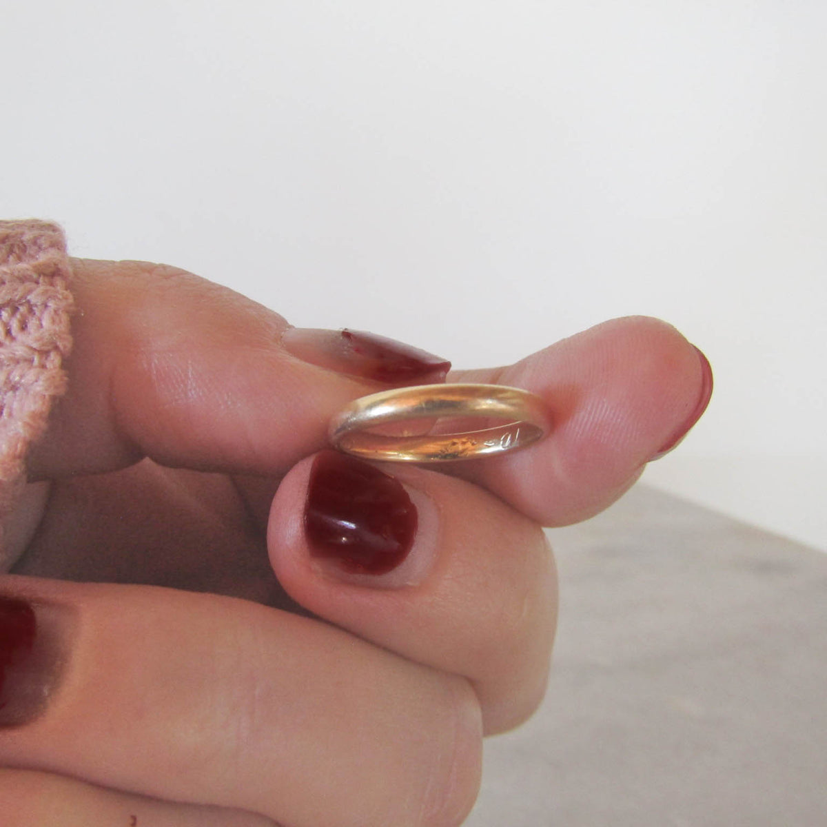 Vintage Inscribed 18K Solid Gold French Wedding Band dated 1937