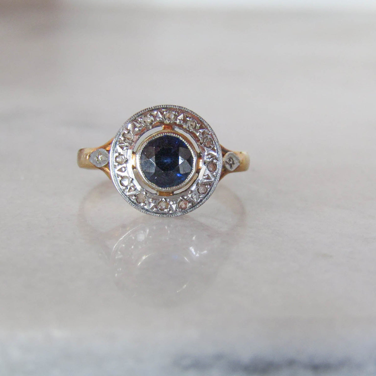 Antique Art Deco Sapphire Halo Ring c. 1910
