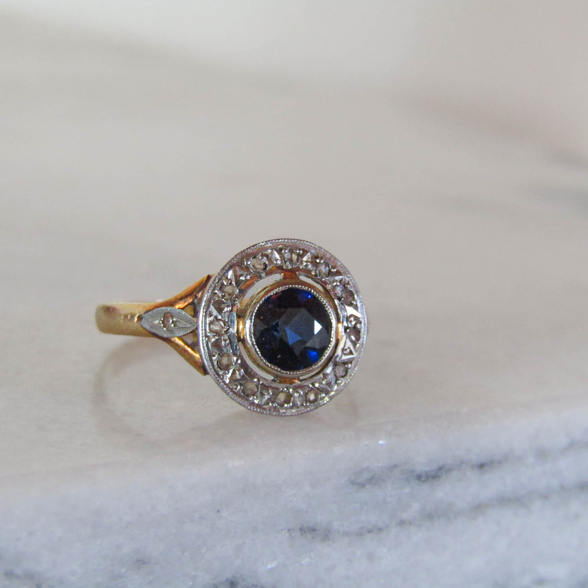 Antique Art Deco Sapphire Halo Ring c. 1910