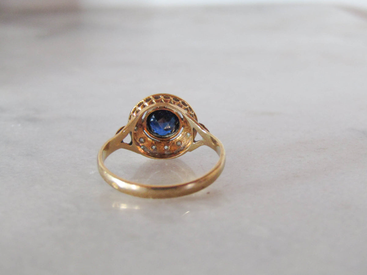 Antique Art Deco Sapphire Halo Ring c. 1910