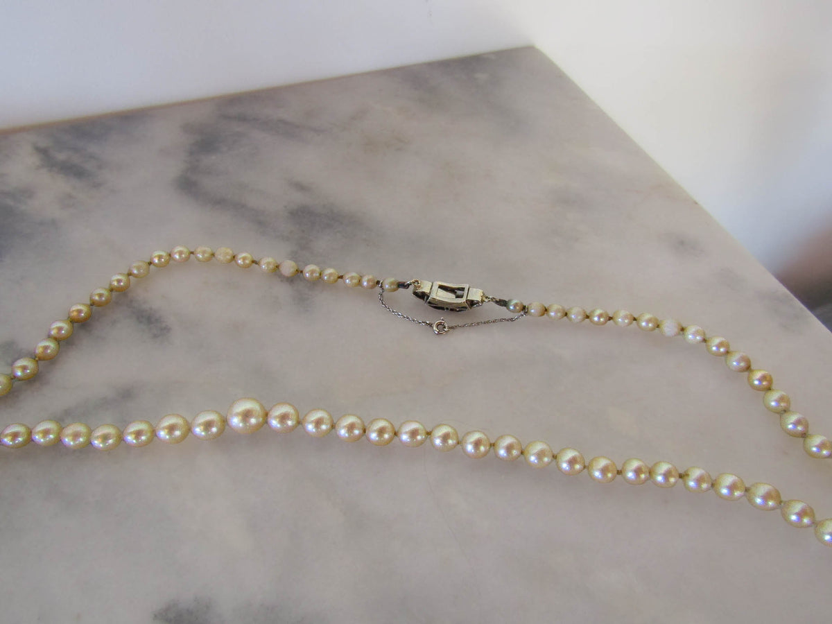 Antique Art Deco Sapphire and Diamond Cultured Pearl Necklace c. 1925