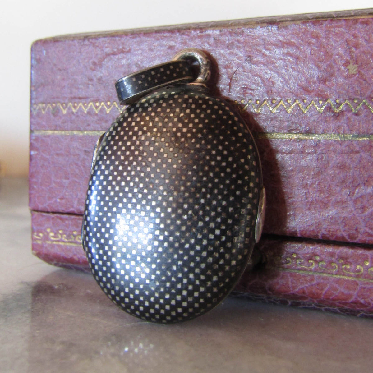 Antique Silver Niello Romantic Locket with Personal note dated 1881