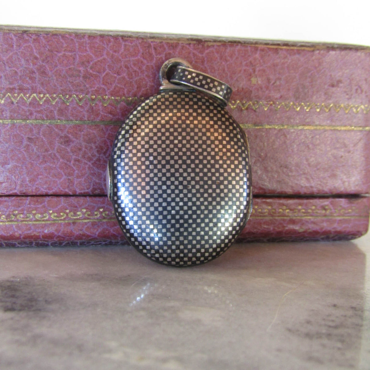 Antique Silver Niello Romantic Locket with Personal note dated 1881