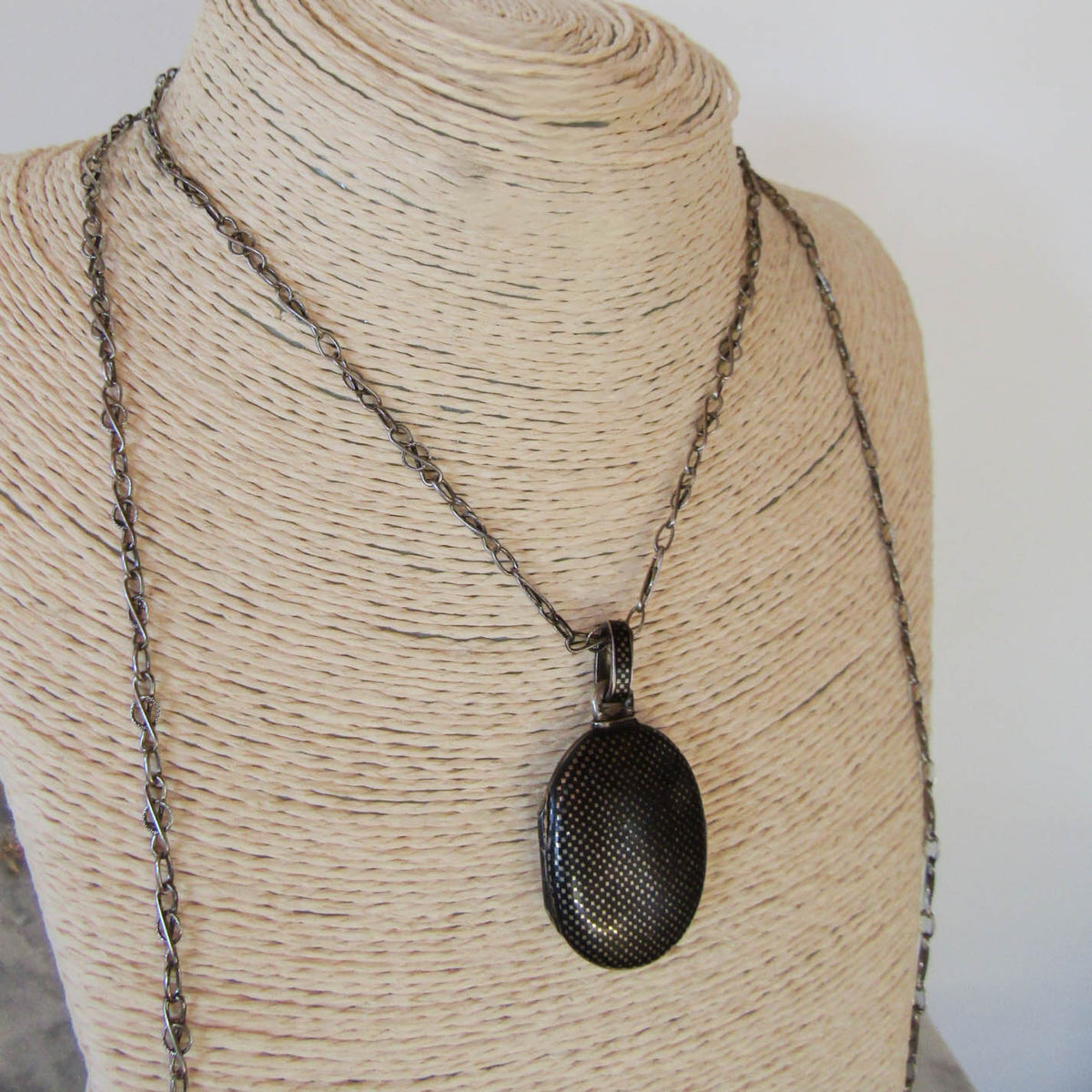 Antique Silver Niello Romantic Locket with Personal note dated 1881