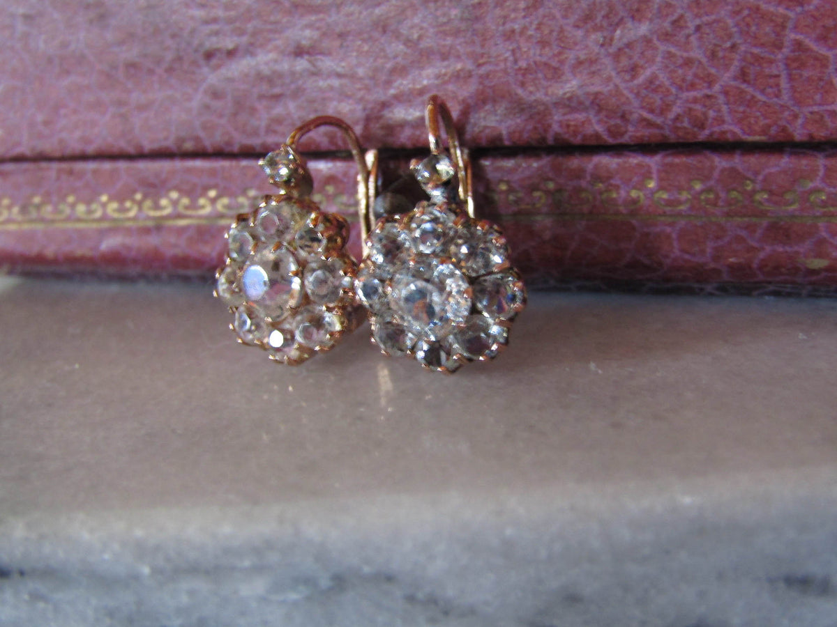 Edwardian Cluster Earrings, 18K Rose Gold, Hand-Crafted Daisy Design
