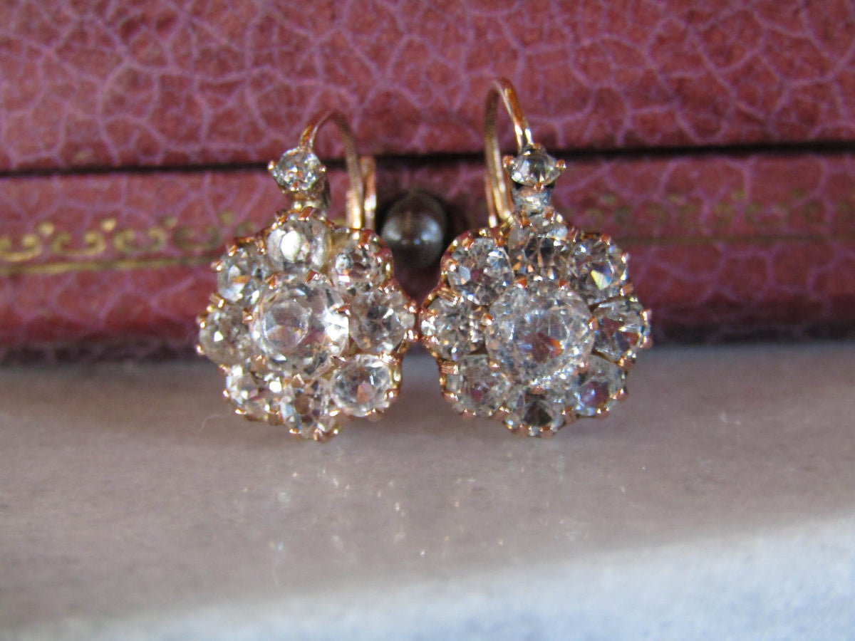 Edwardian Cluster Earrings, 18K Rose Gold, Hand-Crafted Daisy Design