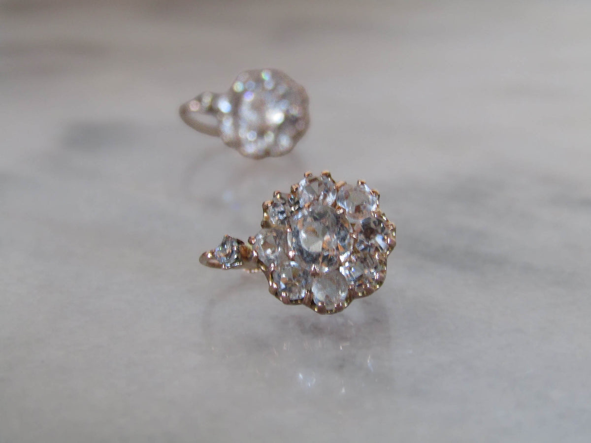 Edwardian Cluster Earrings, 18K Rose Gold, Hand-Crafted Daisy Design