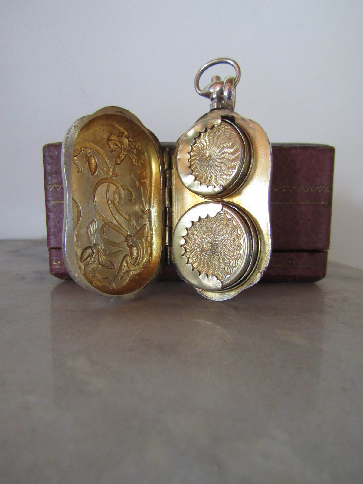 Victorian 800 Silver Porte-Louis, Chased Art Nouveau Flowers