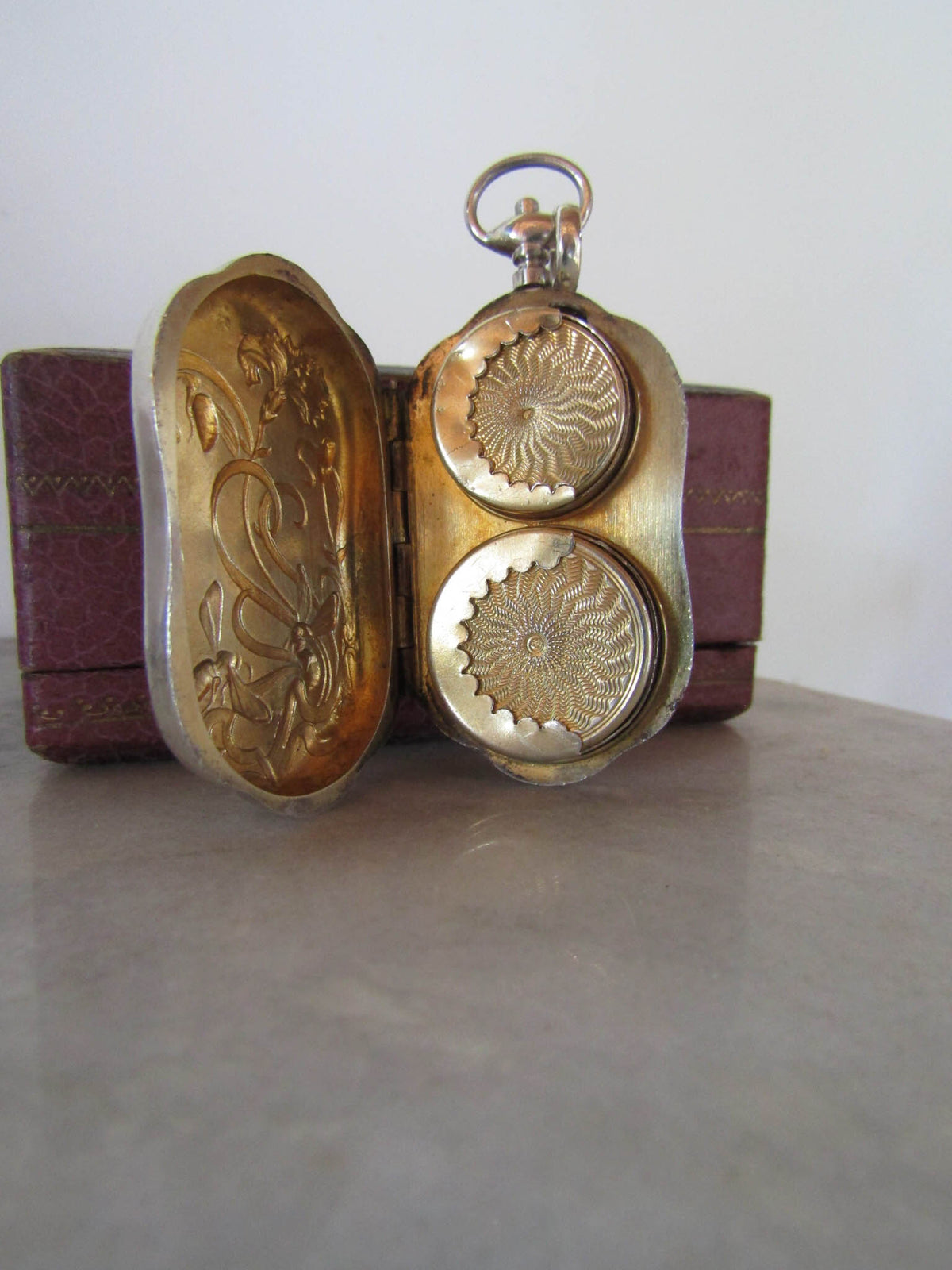 Victorian 800 Silver Porte-Louis, Chased Art Nouveau Flowers
