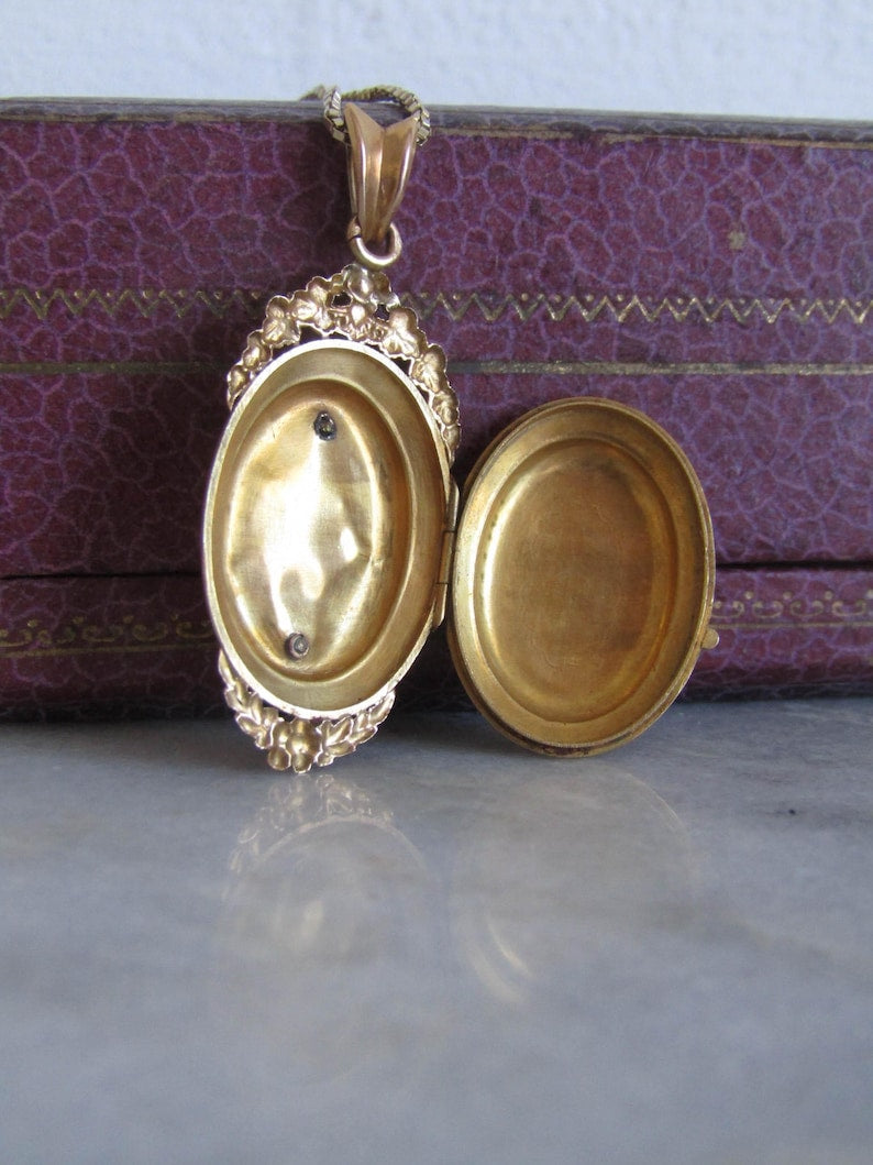 Antique Solid Gold Pearl Locket, French Victorian Sentimental Locket Pendant