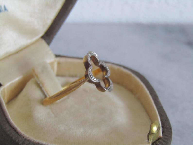 Antique Edwardian Gold Filled Two Tone Quadrilobe Ring