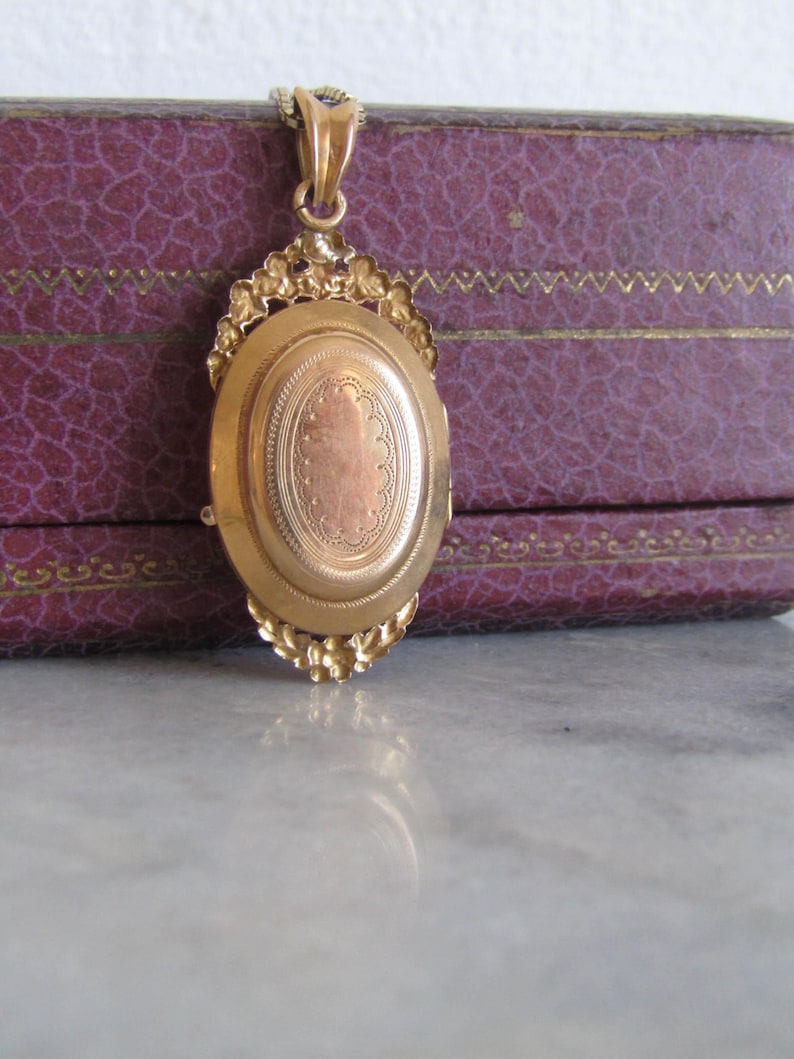 Antique Solid Gold Pearl Locket, French Victorian Sentimental Locket Pendant