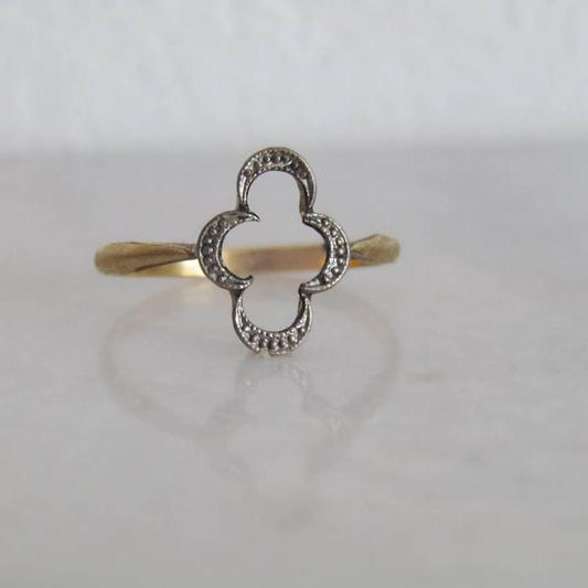 Antique Edwardian Gold Filled Two Tone Quadrilobe Ring