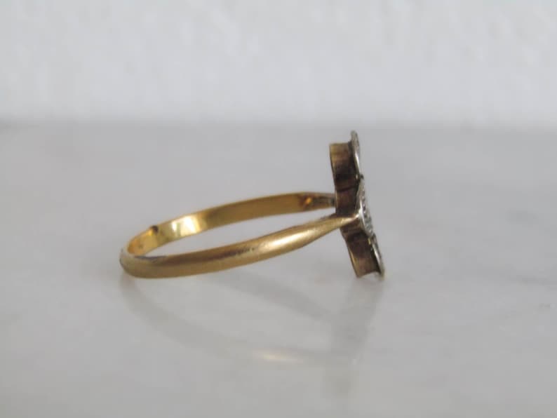 Antique Edwardian Gold Filled Two Tone Quadrilobe Ring