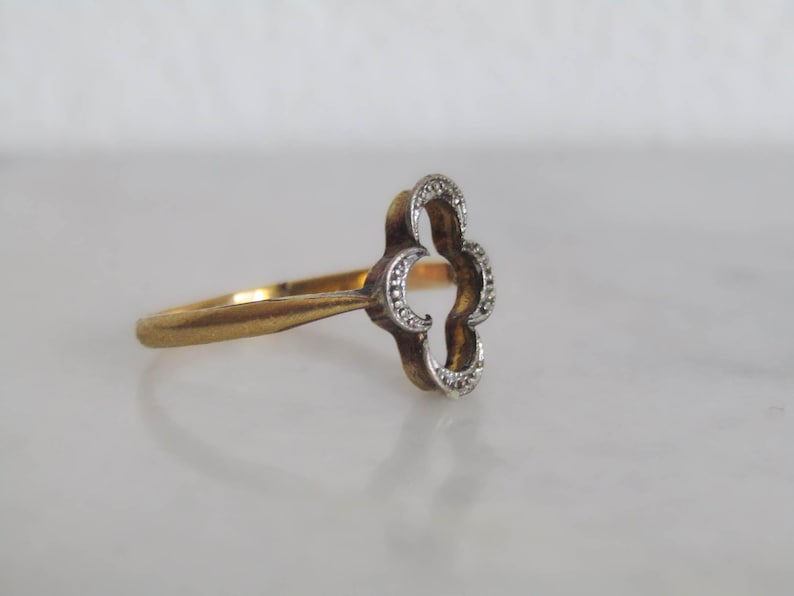 Antique Edwardian Gold Filled Two Tone Quadrilobe Ring