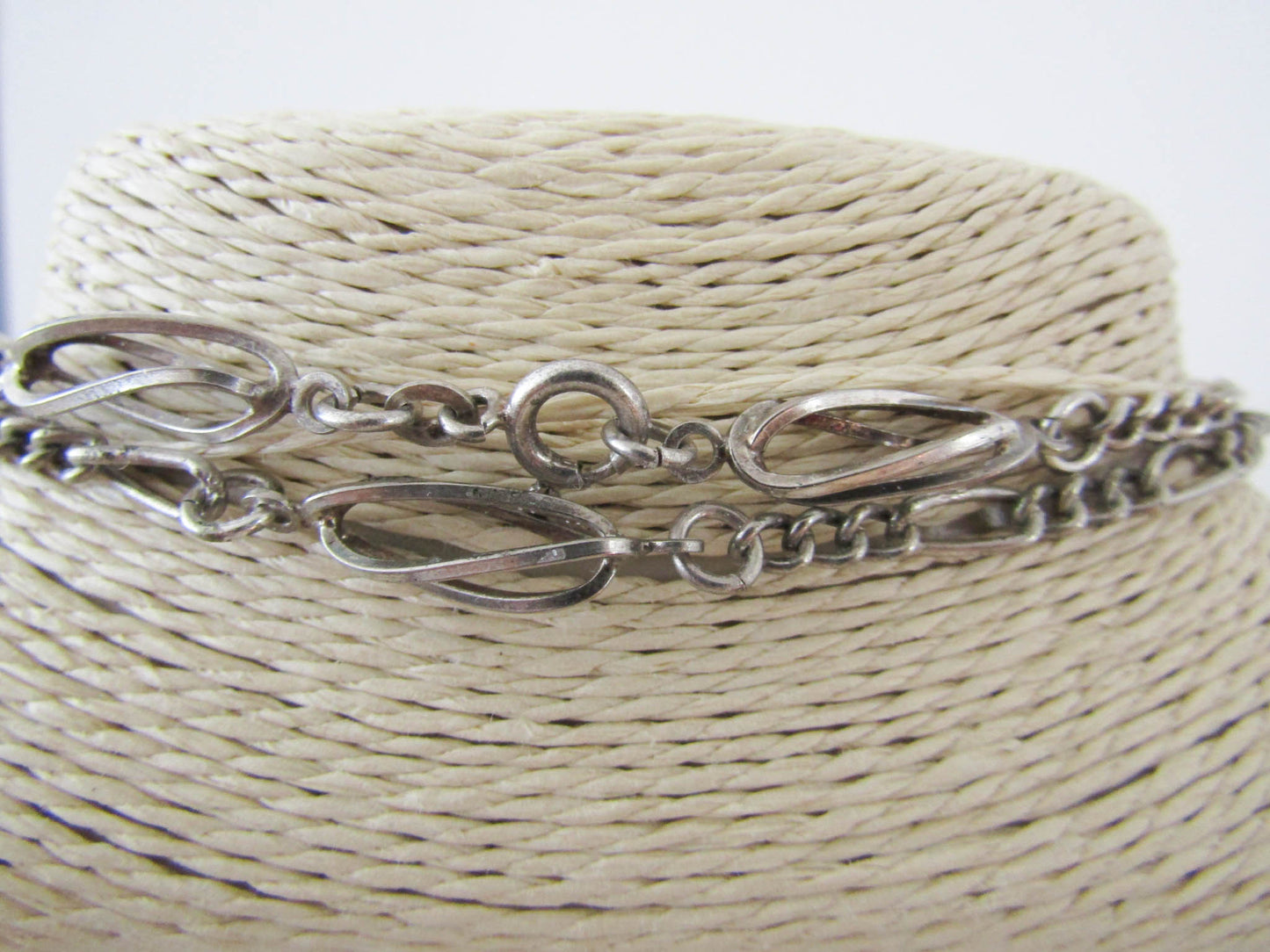 Antique French Silver Chain, Half Long Guard Chain, Long Silver Necklace