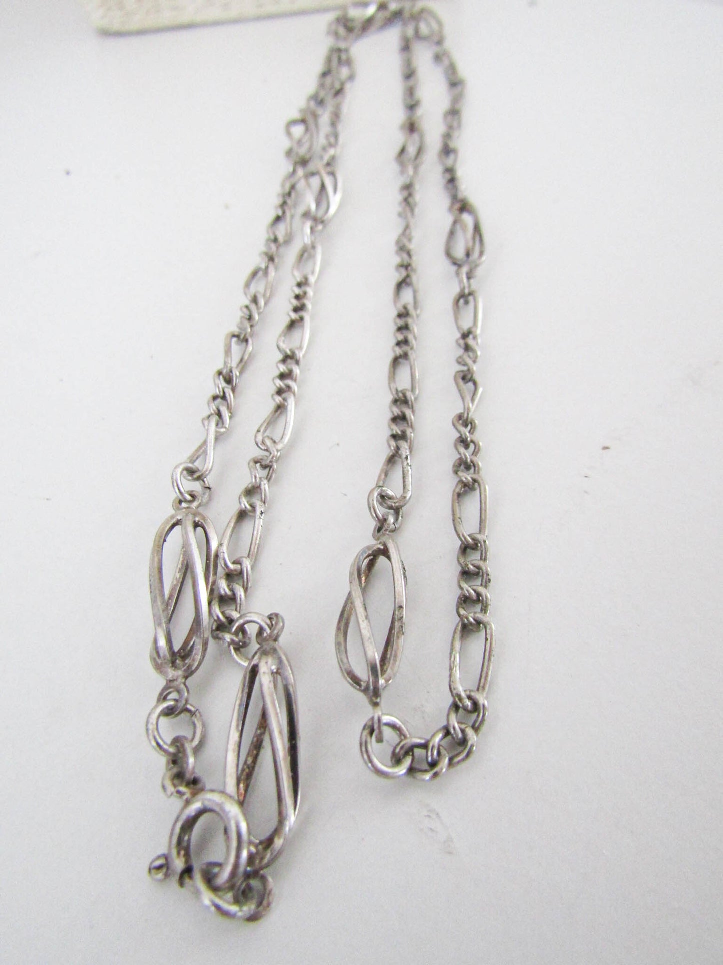 Antique French Silver Chain, Half Long Guard Chain, Long Silver Necklace