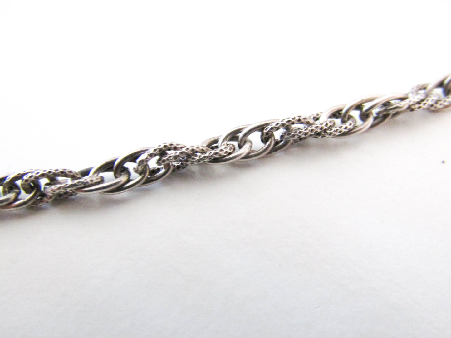 Victorian Silver Long Guard Chain, Antique French Muff Chain with Hanging Bolt Ring