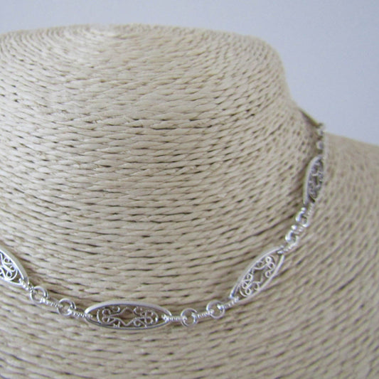 Antique French Silver Watch Chain, Victorian 800 Silver Watch Chain Necklace