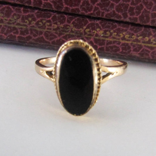 Antique Gold Filled Onyx Ring,