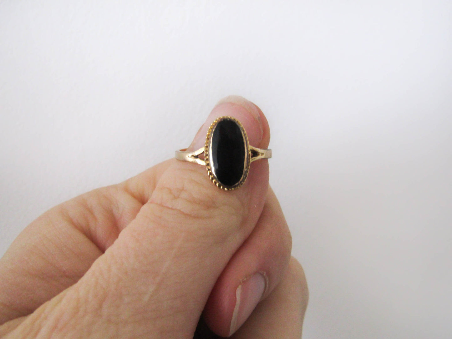 Antique Gold Filled Onyx Ring,