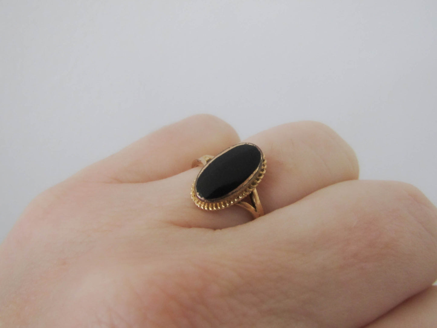 Antique Gold Filled Onyx Ring,