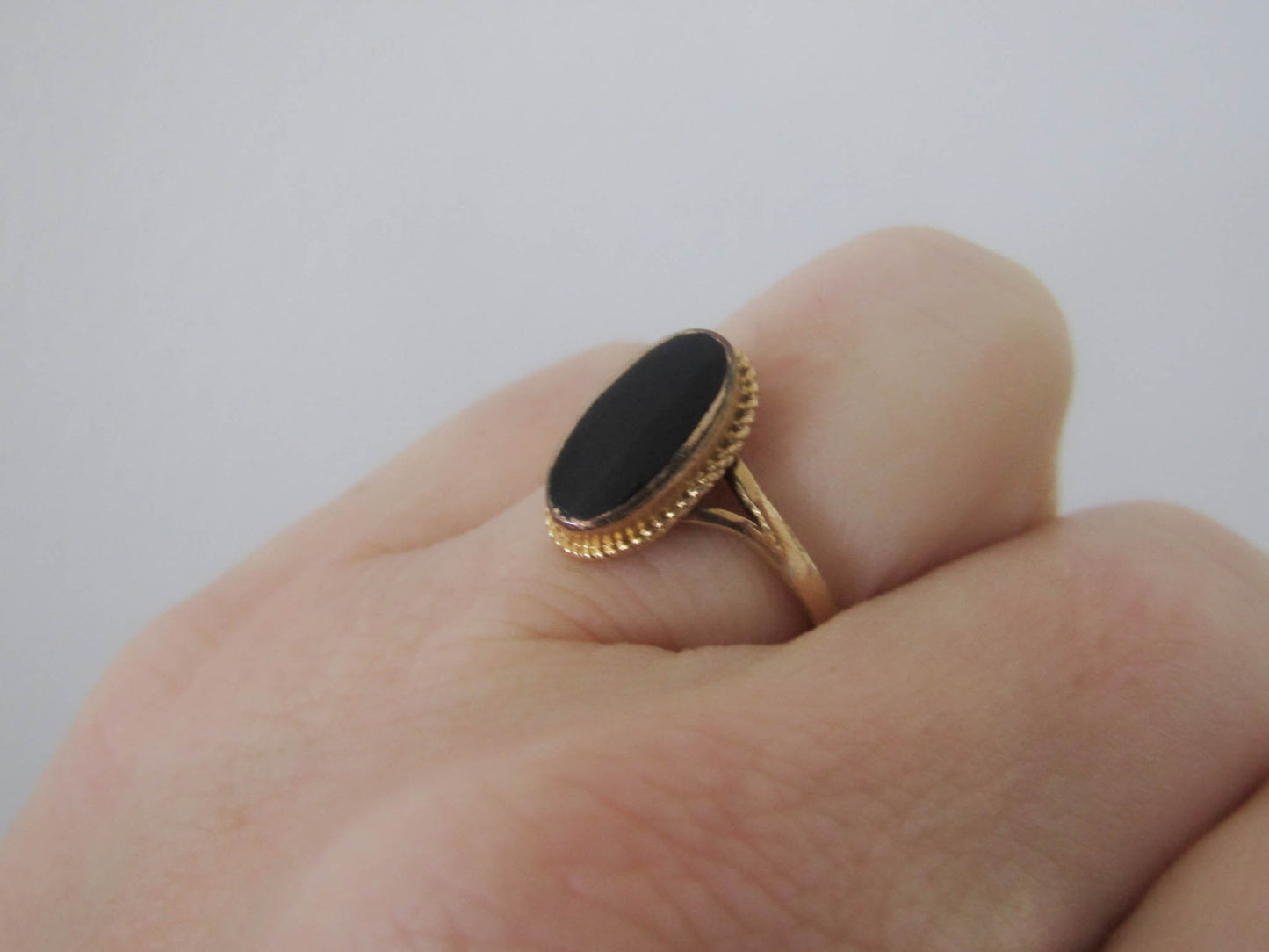 Antique Gold Filled Onyx Ring,