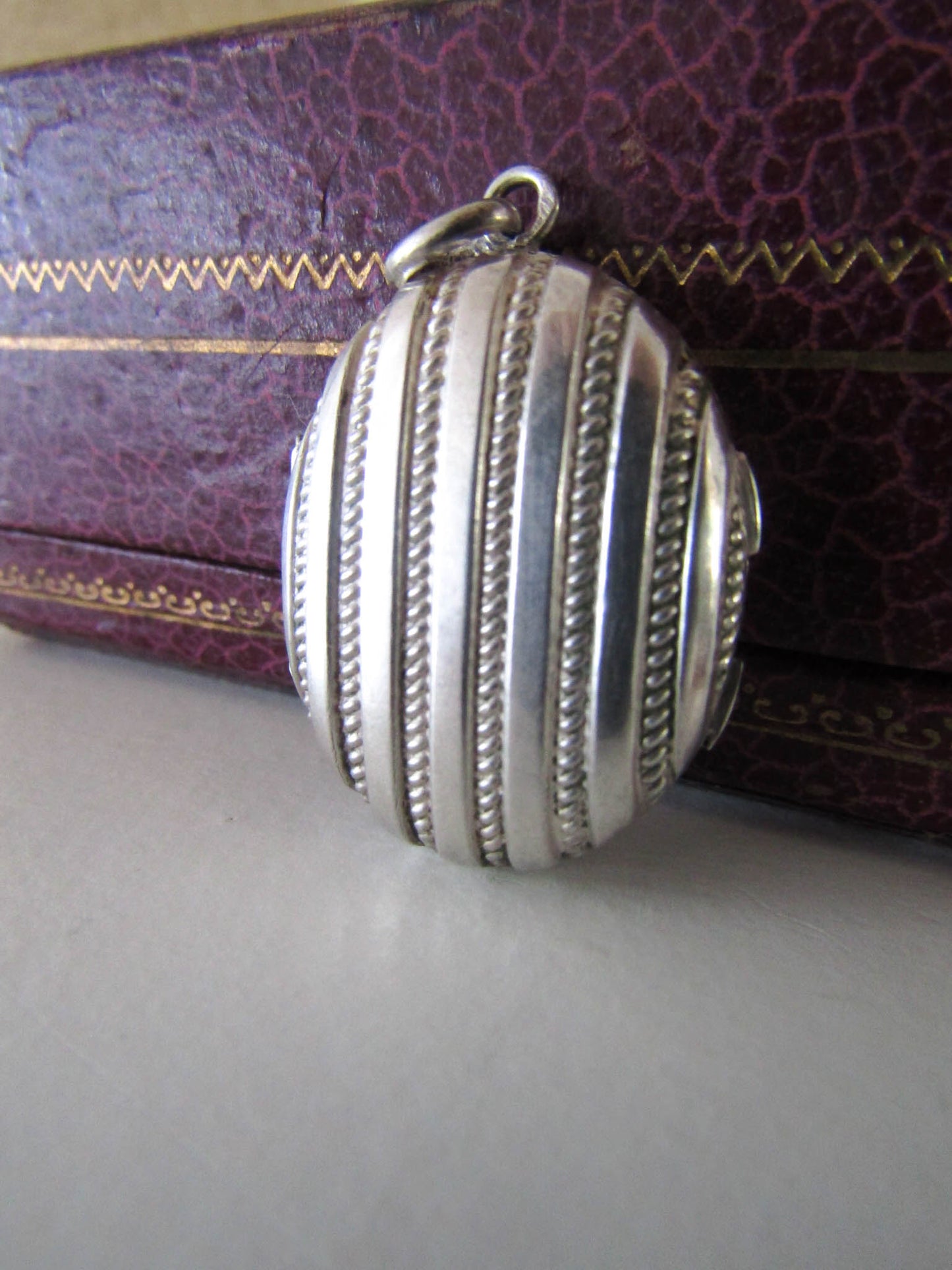 Victorian Silver Photo Locket, French Mourning Locket c. 1870