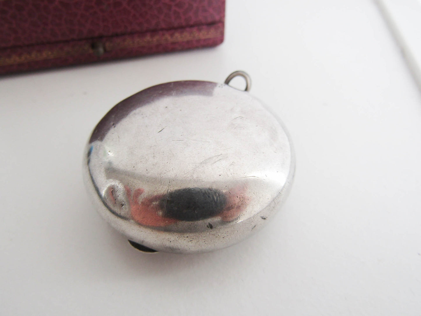 Art Nouveau Silver Powder Box Pendant, Antique Jugendstil Powder Box Pendant c. 1900