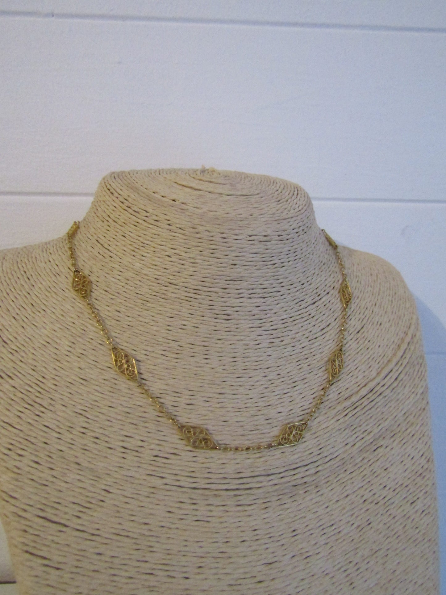 Antique Gold Filled Filigree Chain, French Vintage Necklace