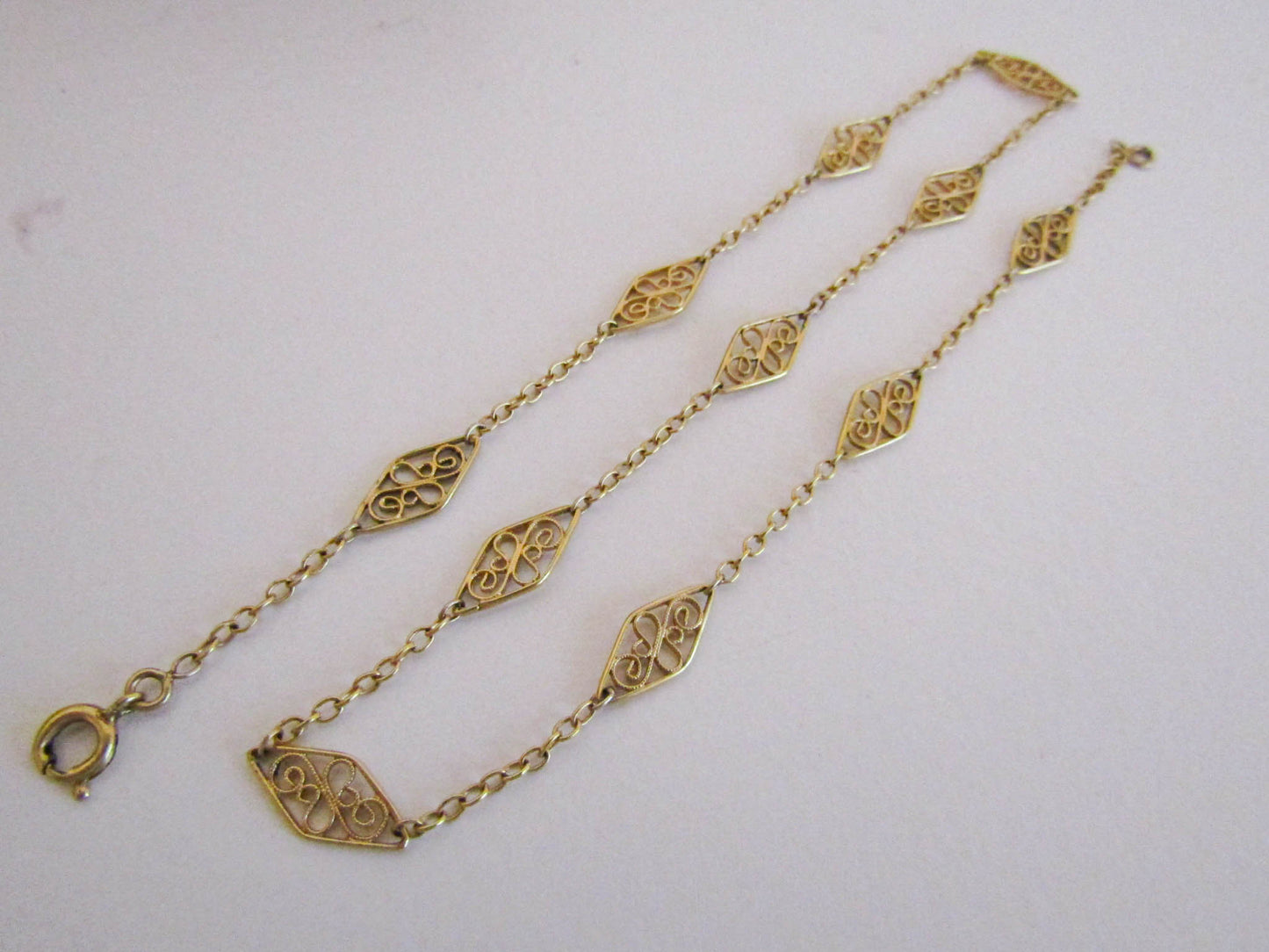 Antique Gold Filled Filigree Chain, French Vintage Necklace