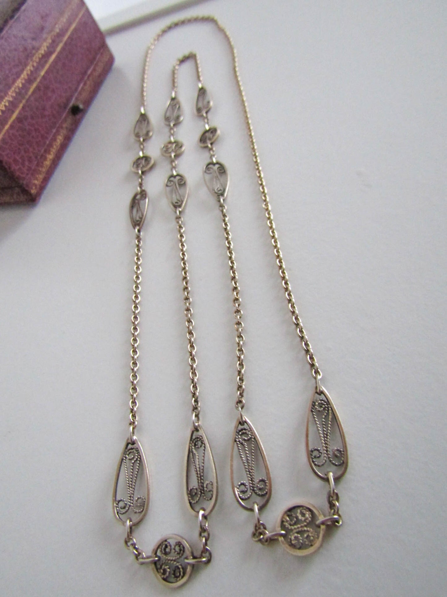 Antique Vermeil Silver Filigree Chain, Vintage French 1900s Filigree Chain