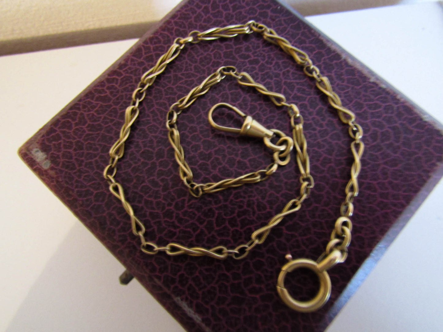 Antique Art Nouveau Gold Filled Watch Chain c. 1900, French Bracelet or Necklace chain