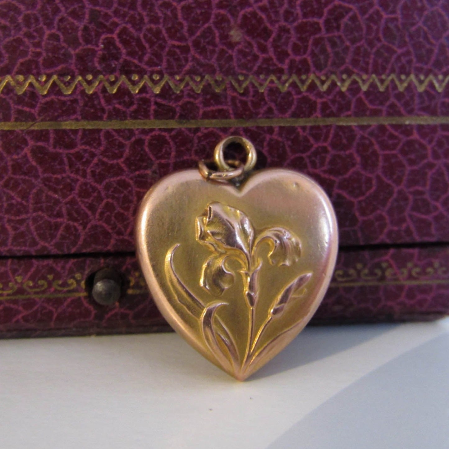 Antique Art Nouveau Gold Filled Iris Pendant, Antique French Pendant c. 1900