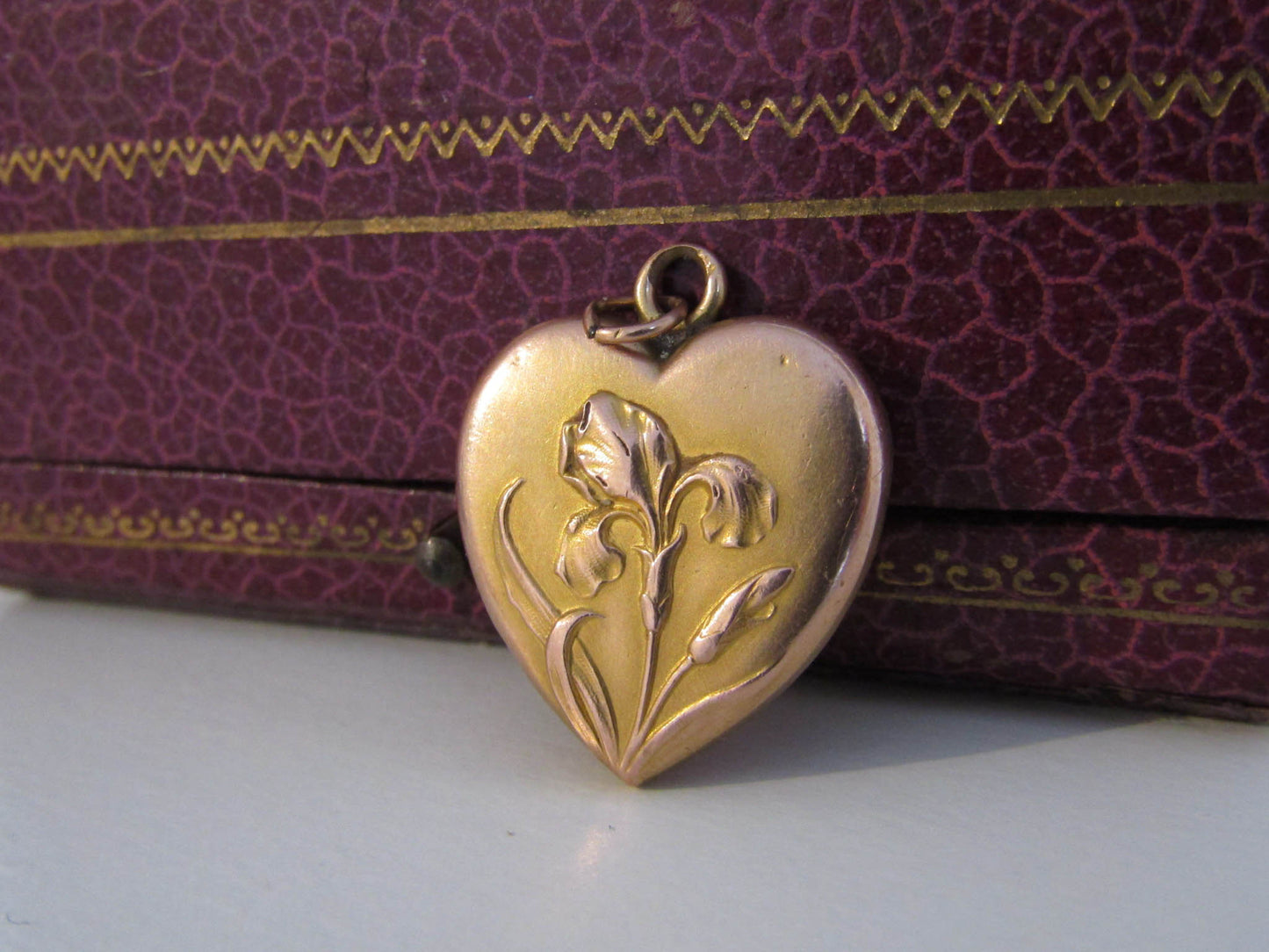 Antique Art Nouveau Gold Filled Iris Pendant, Antique French Pendant c. 1900