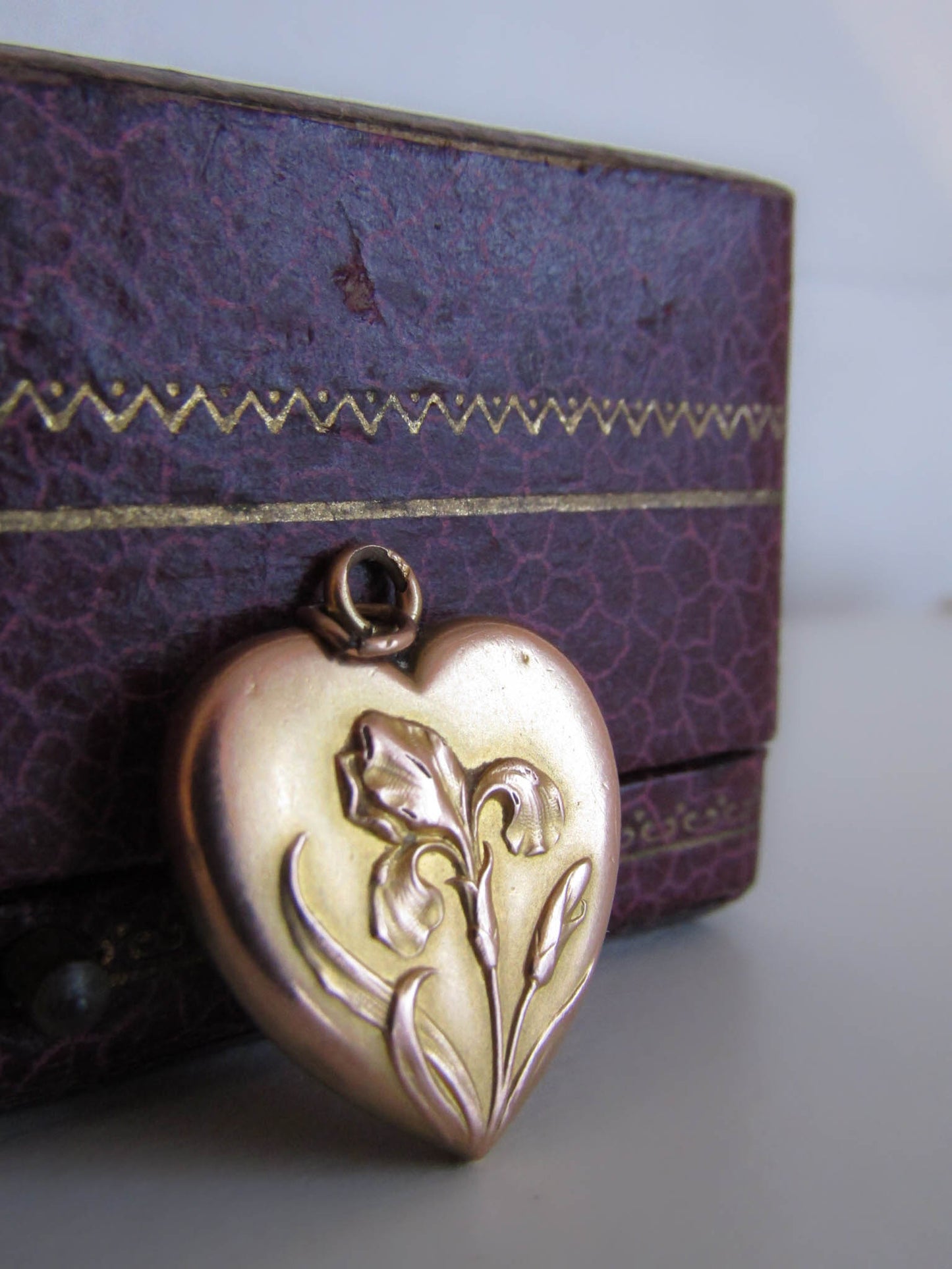 Antique Art Nouveau Gold Filled Iris Pendant, Antique French Pendant c. 1900